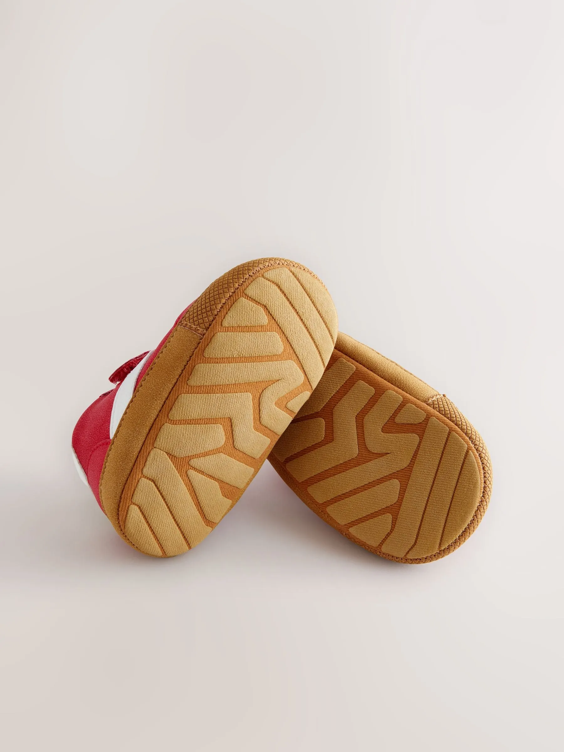 Red Baby Touch Fastening Elastic Lace Chevron Trainers (0-24mths)