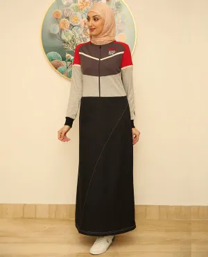 Red Highlights Midnight Black Jilbab