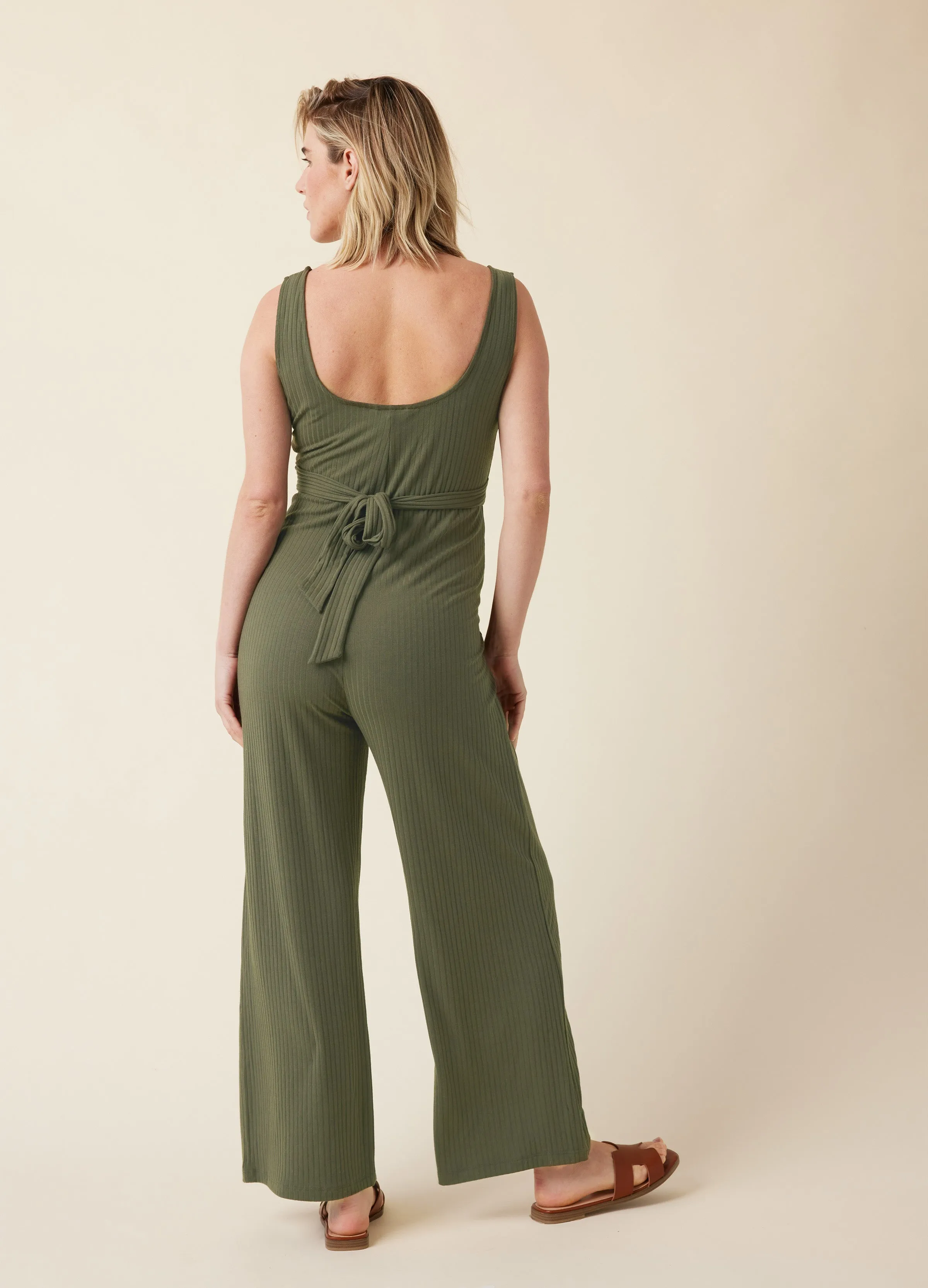 Ripe Maternity Bobby Rib Knit Olive Jumpsuit