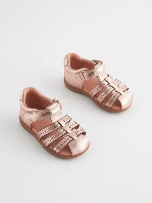 Rose Gold Wide Fit (G) First Walker Fisherman Sandals