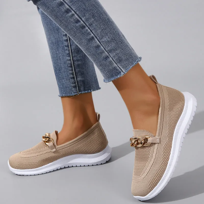 Rose  Sportliche Mesh-Damenschuhe mit Kettenmuster