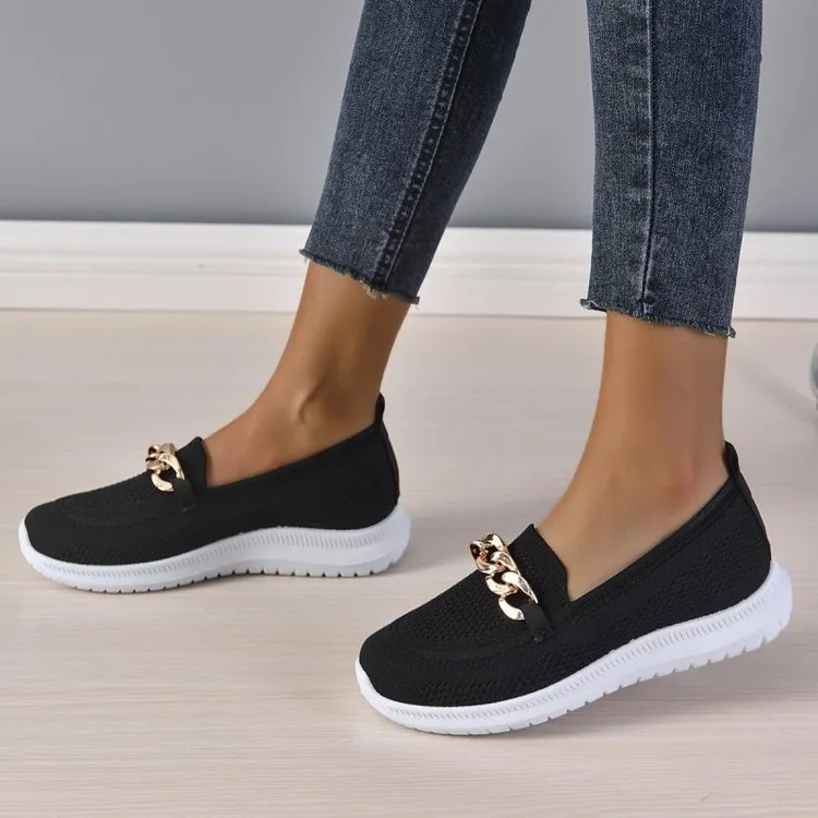 Rose  Sportliche Mesh-Damenschuhe mit Kettenmuster