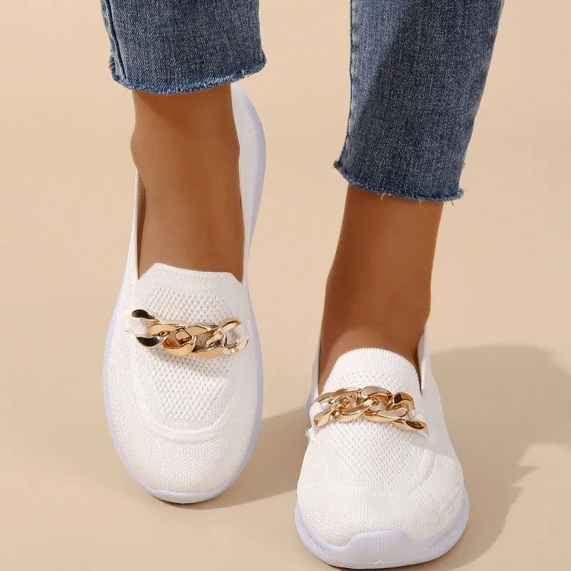 Rose  Sportliche Mesh-Damenschuhe mit Kettenmuster