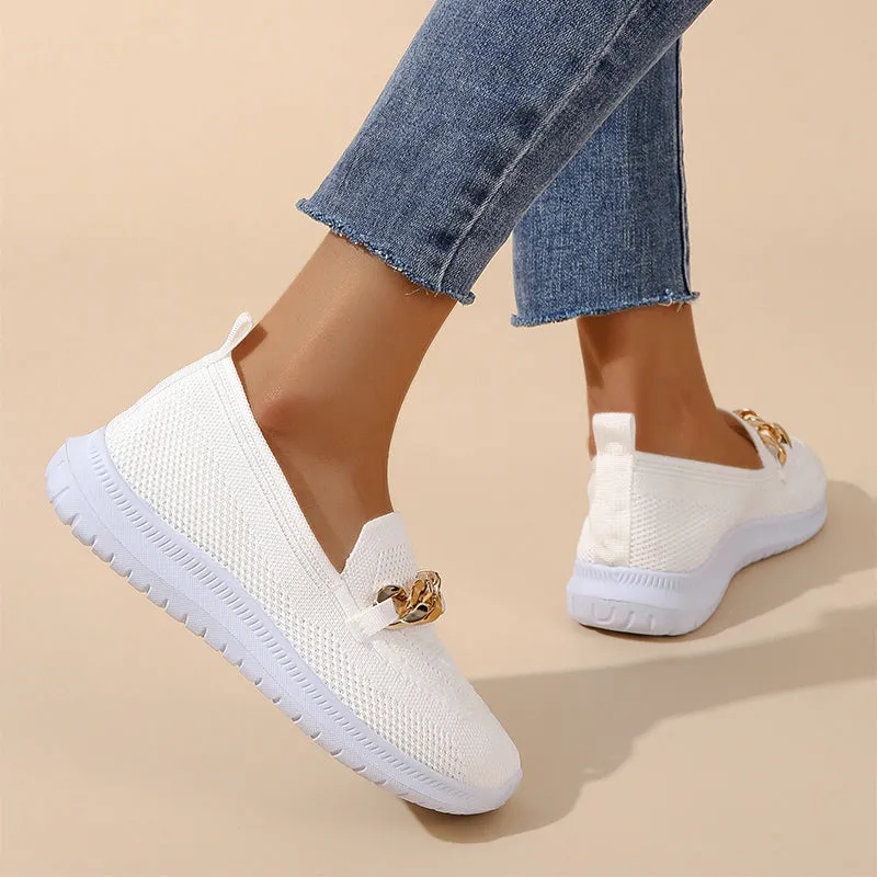 Rose  Sportliche Mesh-Damenschuhe mit Kettenmuster
