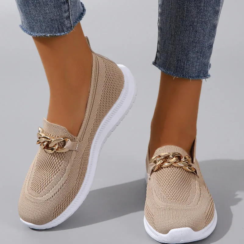 Rose  Sportliche Mesh-Damenschuhe mit Kettenmuster