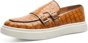 RZDYSQ Men's Leather Platform Penny Loafers Mens Round Toe Textured Slip On Loafers Leather Shoes