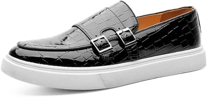 RZDYSQ Men's Leather Platform Penny Loafers Mens Round Toe Textured Slip On Loafers Leather Shoes
