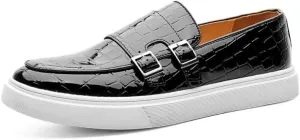 RZDYSQ Men's Leather Platform Penny Loafers Mens Round Toe Textured Slip On Loafers Leather Shoes