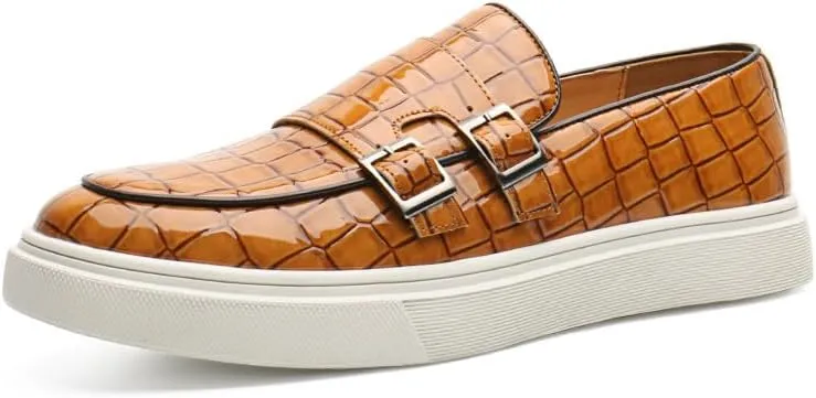 RZDYSQ Men's Leather Platform Penny Loafers Mens Round Toe Textured Slip On Loafers Leather Shoes