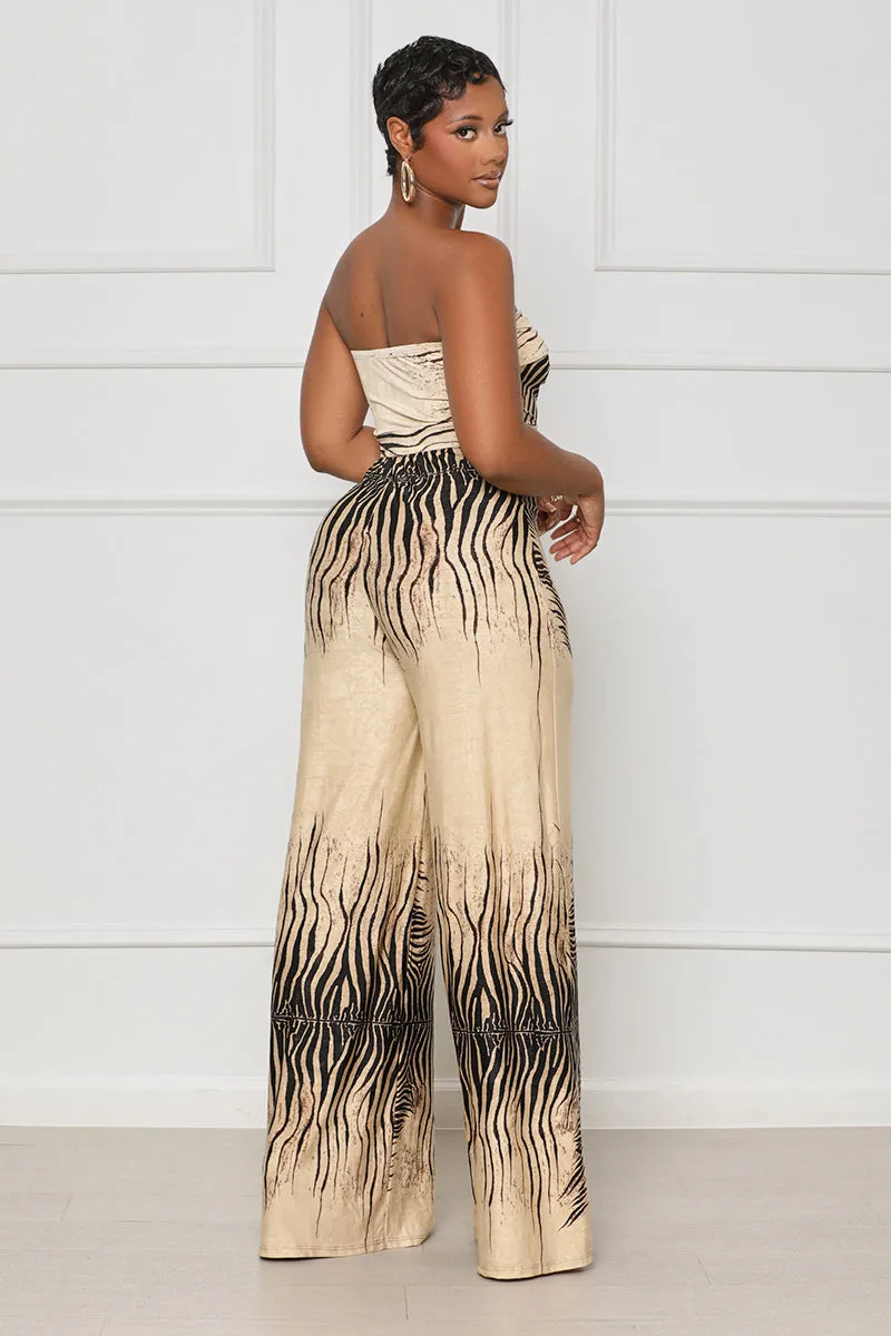 Safari Searchin’ Zebra Print Jumpsuit (Tan Multi)- FINAL SALE