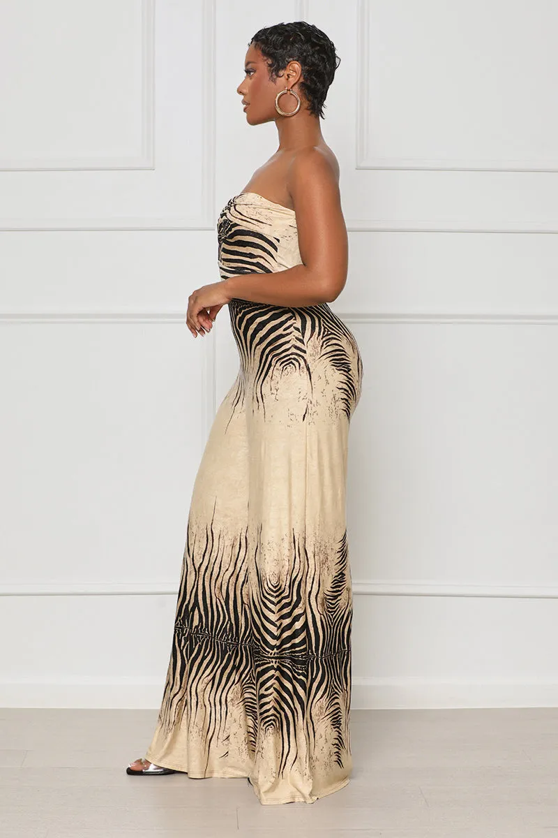 Safari Searchin’ Zebra Print Jumpsuit (Tan Multi)- FINAL SALE