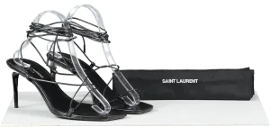Saint Laurent Black Leather Strappy Heeled Sandals UK 6 EU 39 