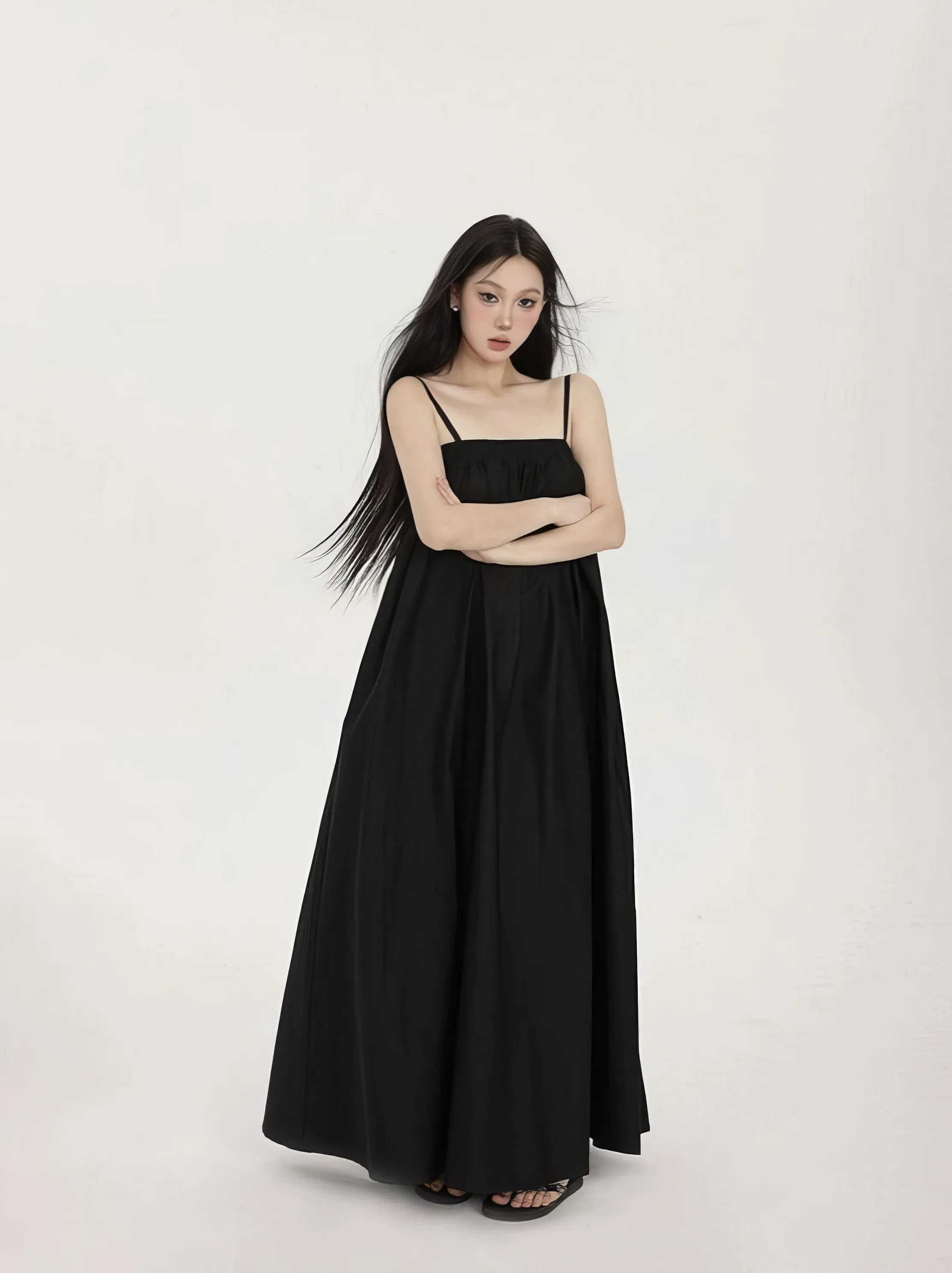 Spaghetti Strap Smocked Tent Maxi Dress