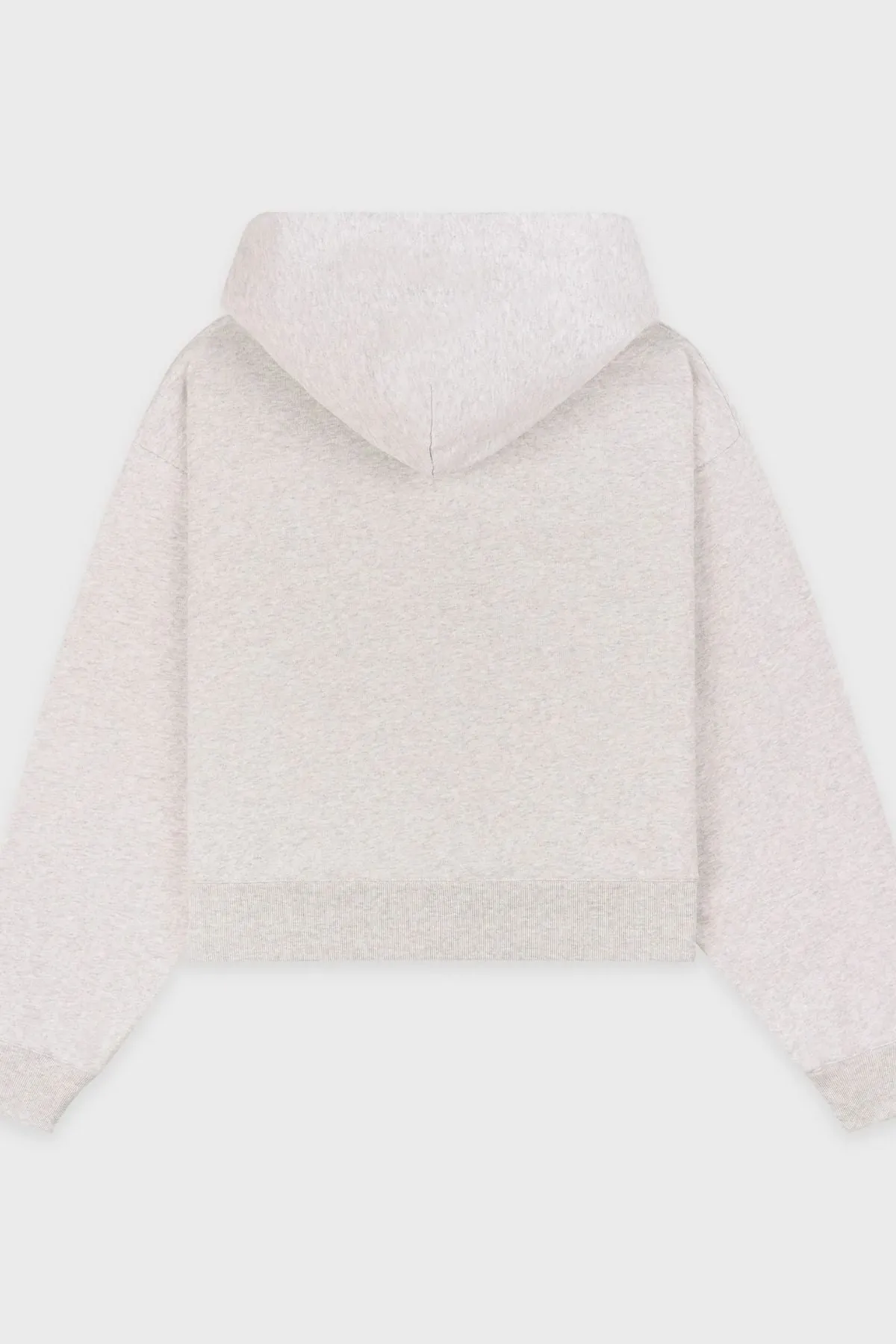 Sporty & Rich The Carlyle Script Cropped Zip Hoodie - Heather Grey/ Forest