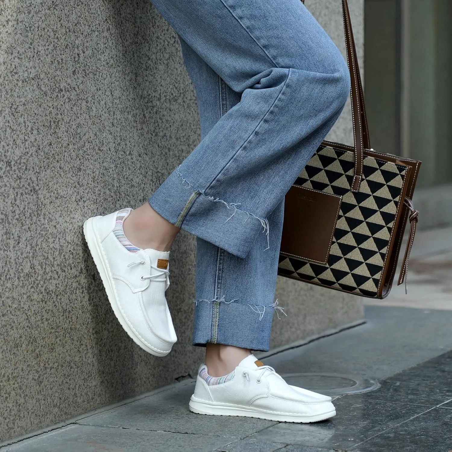 STQ Women's Lace up LoafersOrthopedic Comfotable Ultralight Boat Casual Shoes with Arth Support
