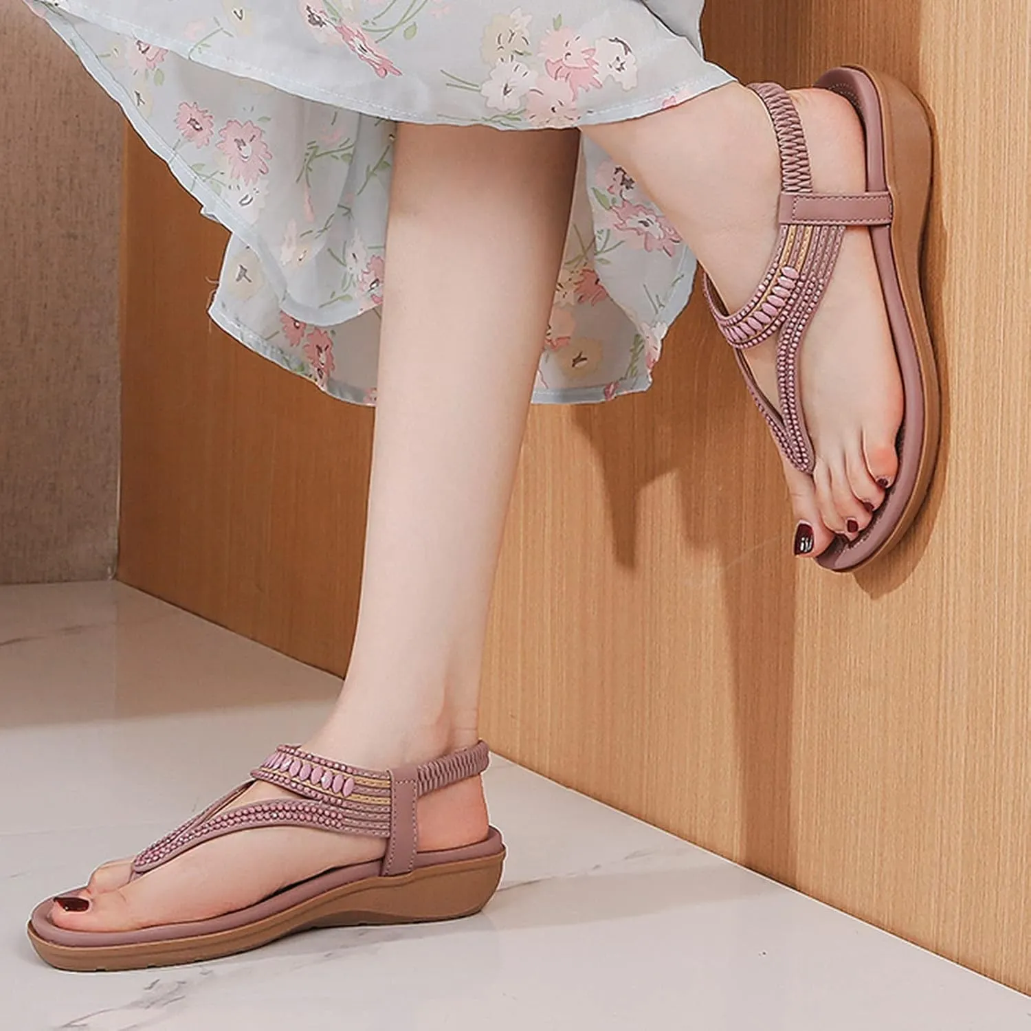 Temperament Flat Sandals for Women Comfortable Ankle Strap Outdoor Walking Shoes Breathable Casual Sandals