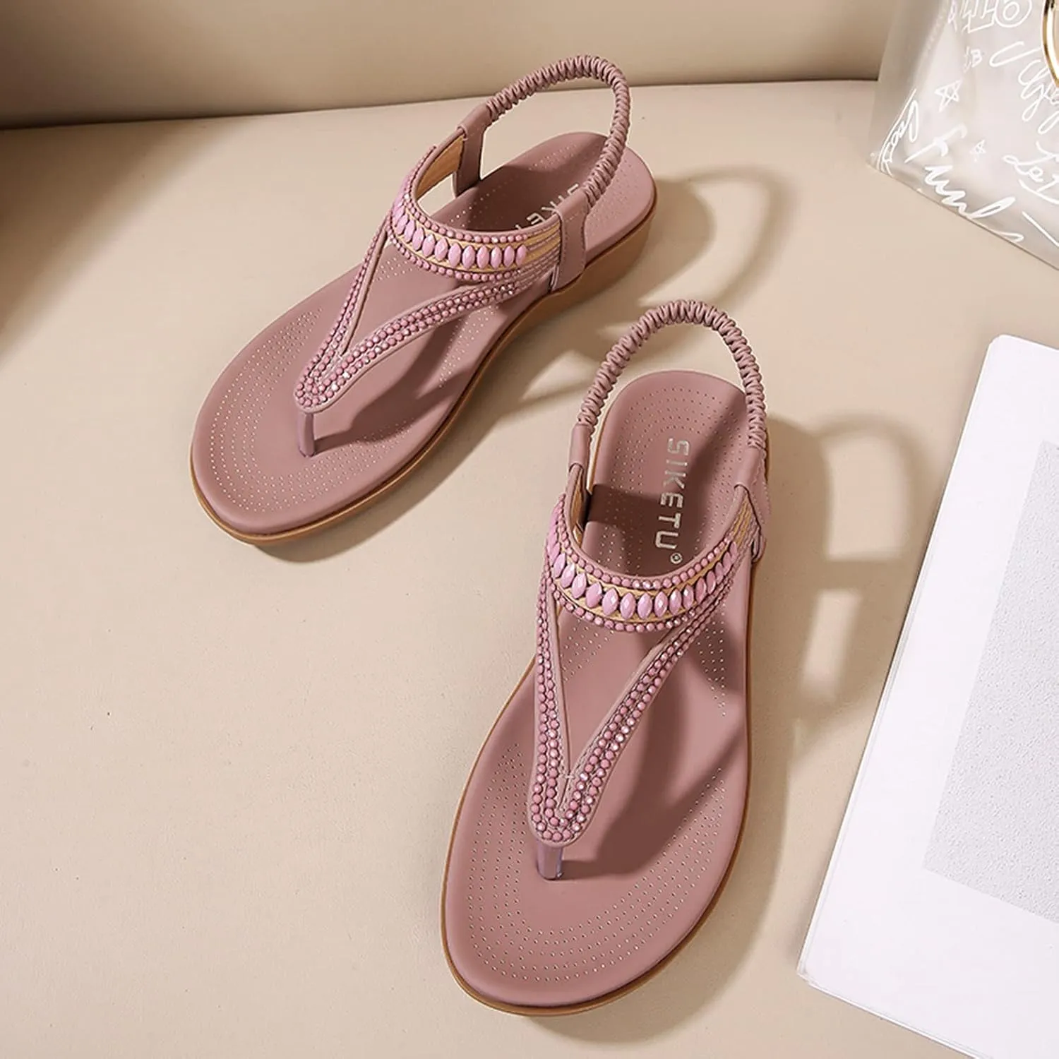Temperament Flat Sandals for Women Comfortable Ankle Strap Outdoor Walking Shoes Breathable Casual Sandals