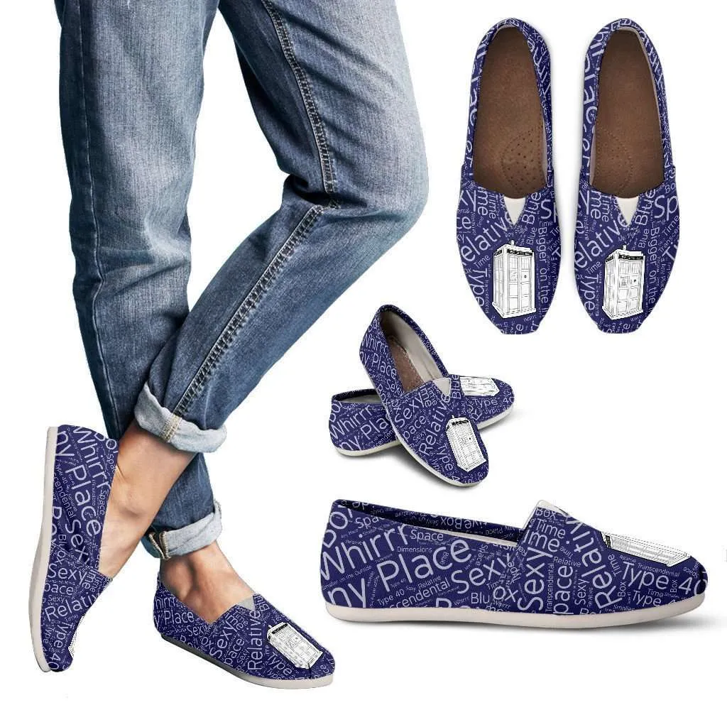 Timey Wimey TARDIS Casual Canvas Slip on Shoes Women's Flats
