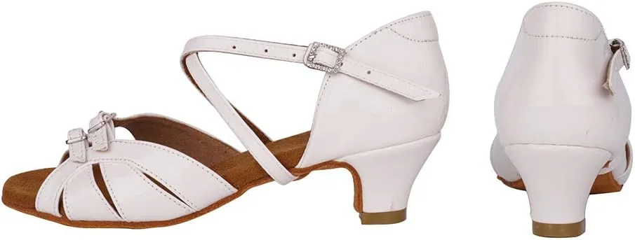 TINRYMX Girls Latin Dance Shoes Low Heel Practice Ballroom Shoes for Kids