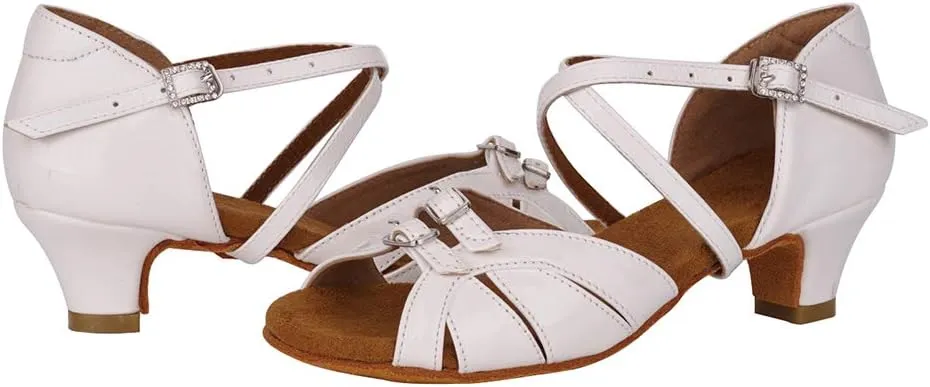 TINRYMX Girls Latin Dance Shoes Low Heel Practice Ballroom Shoes for Kids