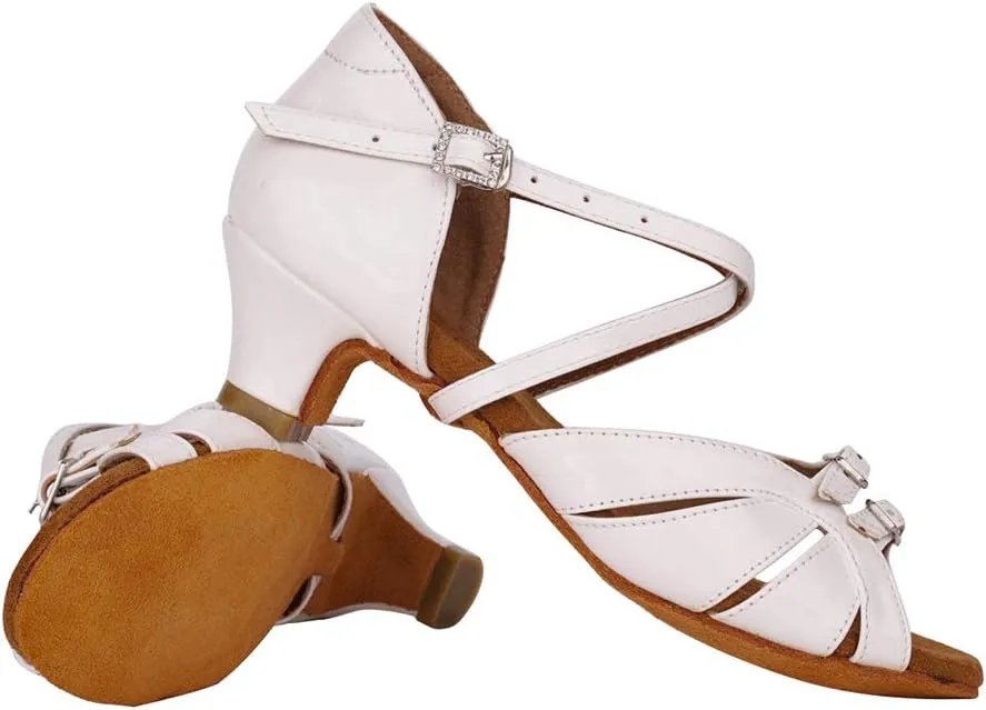 TINRYMX Girls Latin Dance Shoes Low Heel Practice Ballroom Shoes for Kids