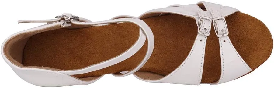 TINRYMX Girls Latin Dance Shoes Low Heel Practice Ballroom Shoes for Kids