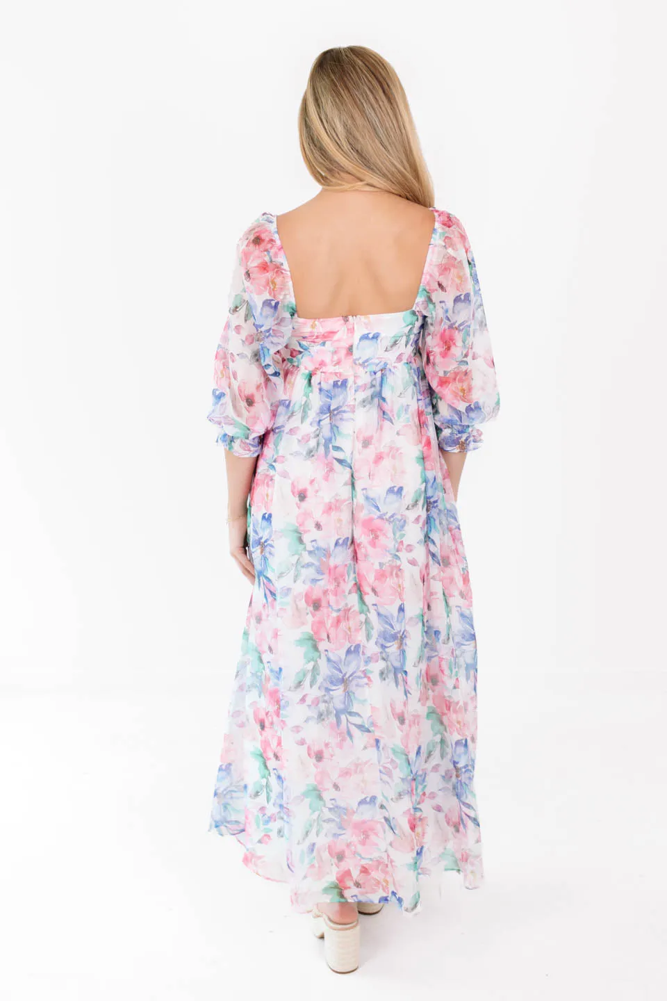 Twirl Me Around Midi Dress - Blue Multi