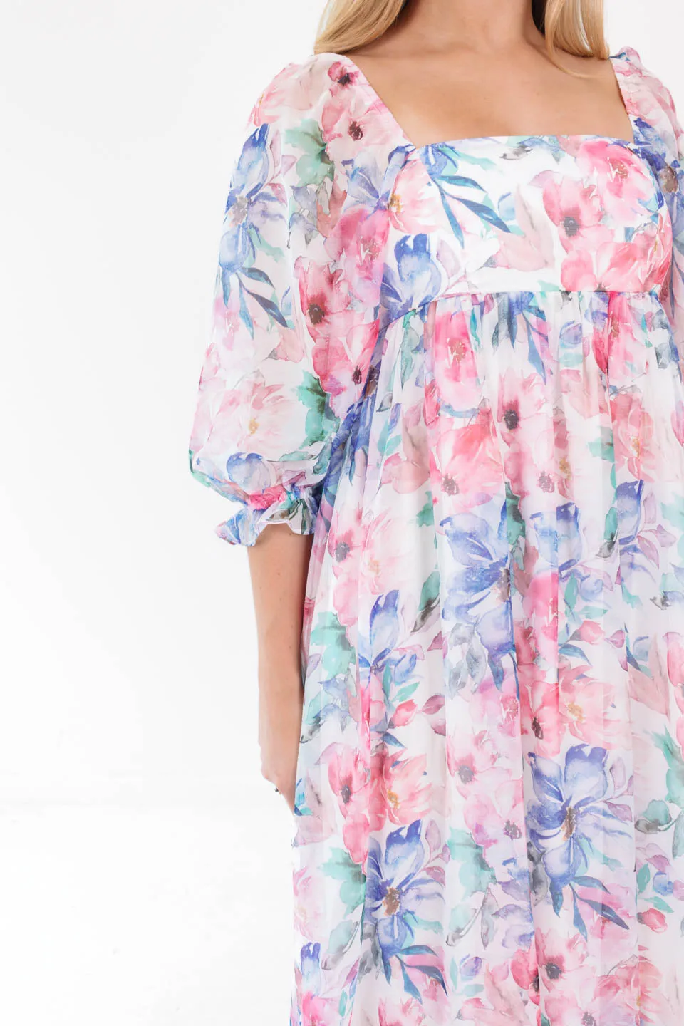 Twirl Me Around Midi Dress - Blue Multi