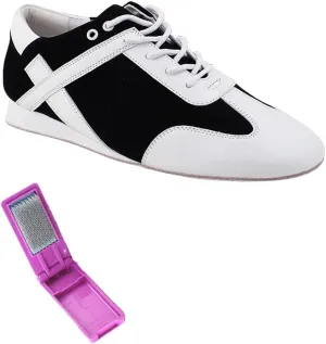 Very Fine Dance Shoes - Mens Latin, Rhythm Ballroom Dance Shoes - SERO106BBX - Flat Heel and Foldable Brush Bundle - Jackson - 9.5