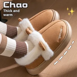 Warm Indoor Cotton Slippers – Thick Sole & Non-Slip Design