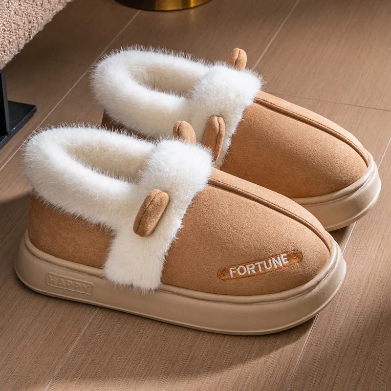Warm Indoor Cotton Slippers – Thick Sole & Non-Slip Design