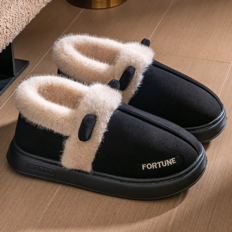 Warm Indoor Cotton Slippers – Thick Sole & Non-Slip Design