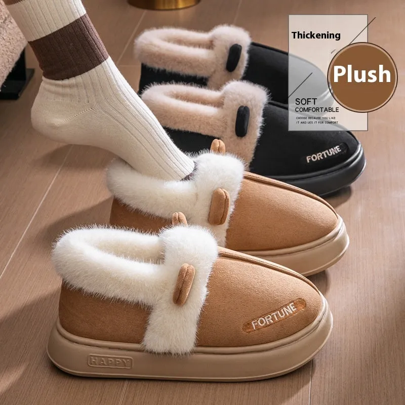 Warm Indoor Cotton Slippers – Thick Sole & Non-Slip Design