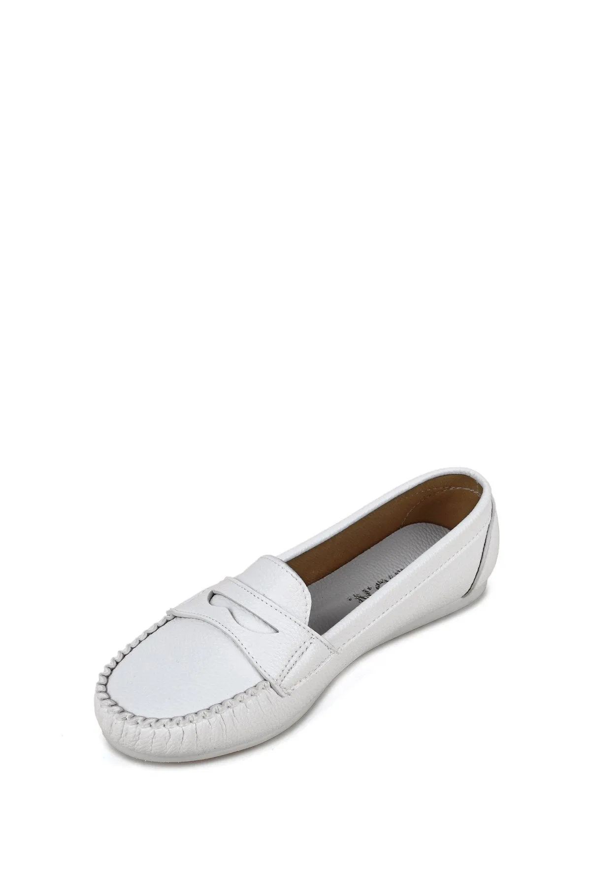White Leather Casual Loafer Shoes