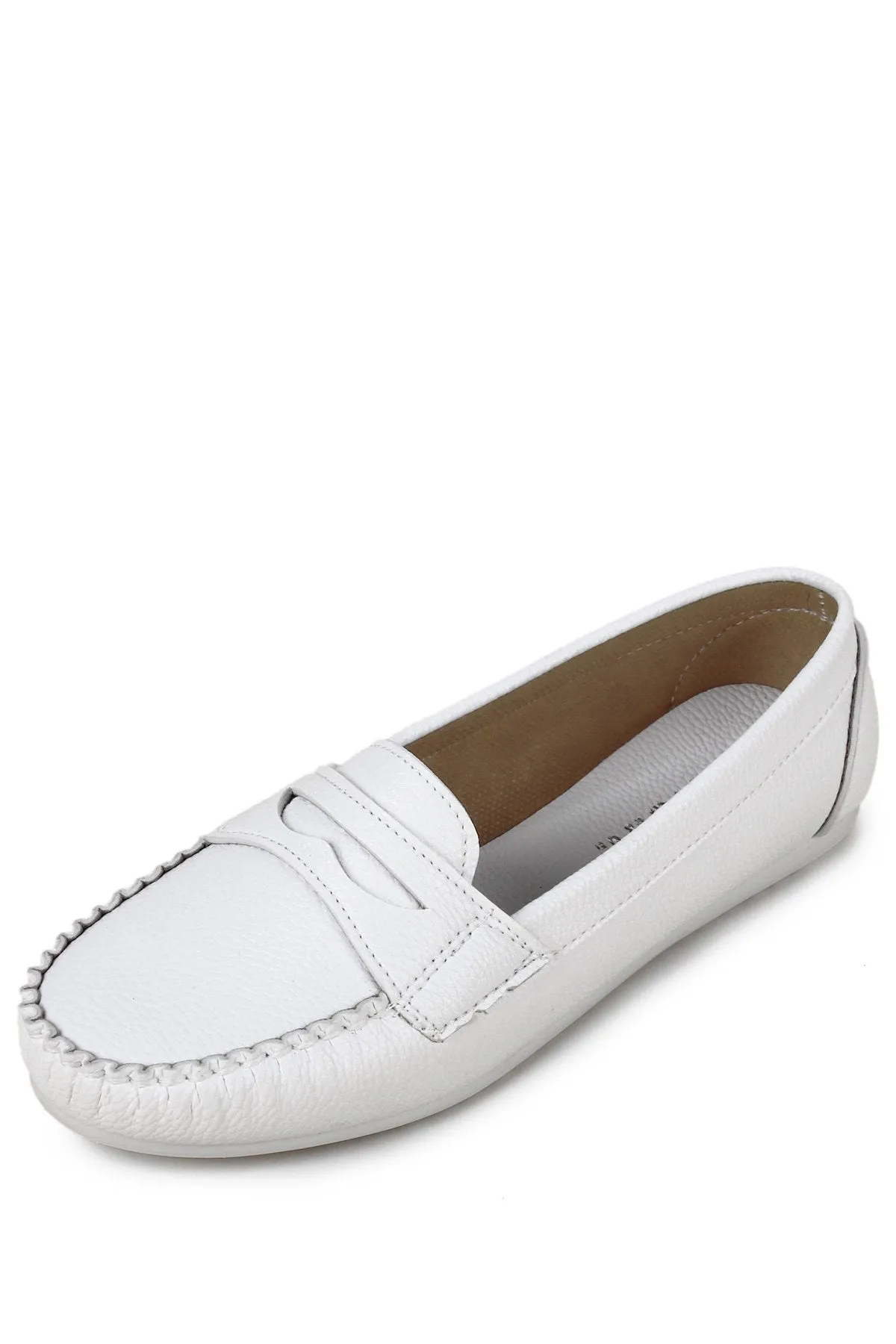 White Leather Casual Loafer Shoes