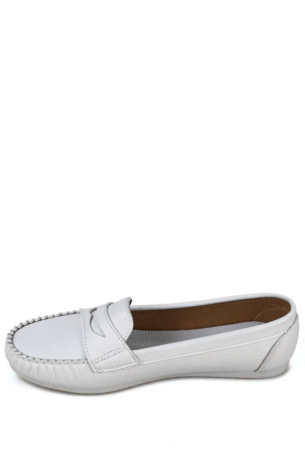 White Leather Casual Loafer Shoes