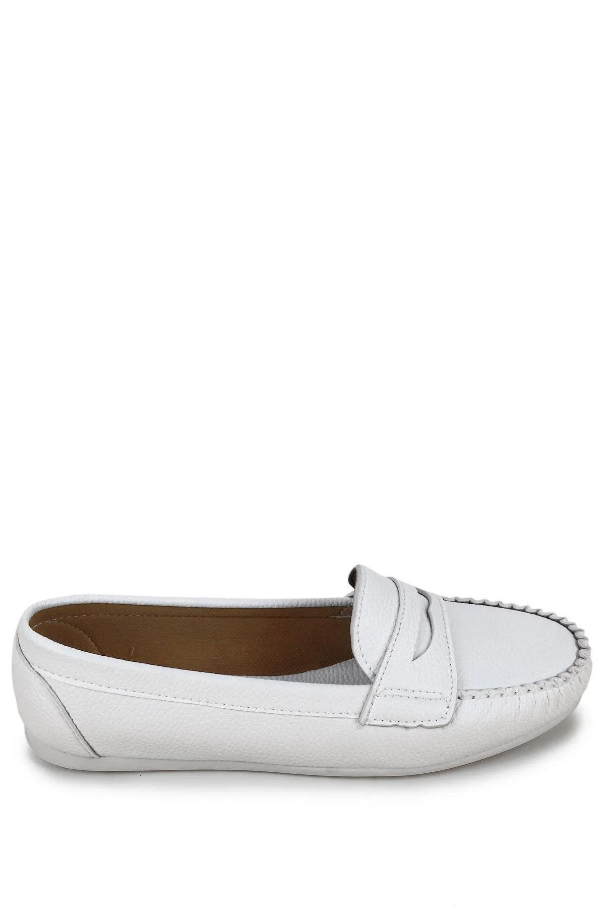 White Leather Casual Loafer Shoes