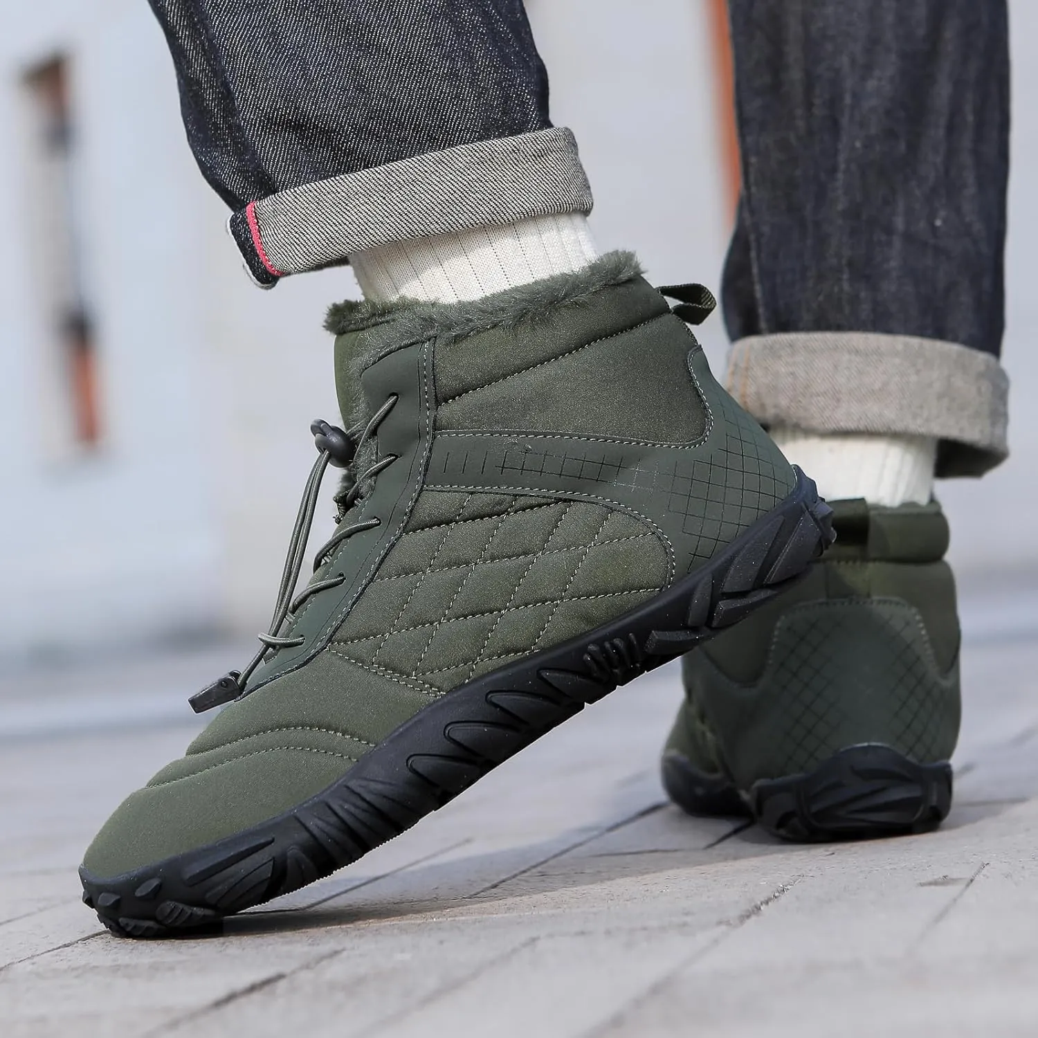 Women Barefoot Shoes Mens Minimalist Wide Toe Box Trail Runner Padded Warm Casual Hiking Cotton Shoes