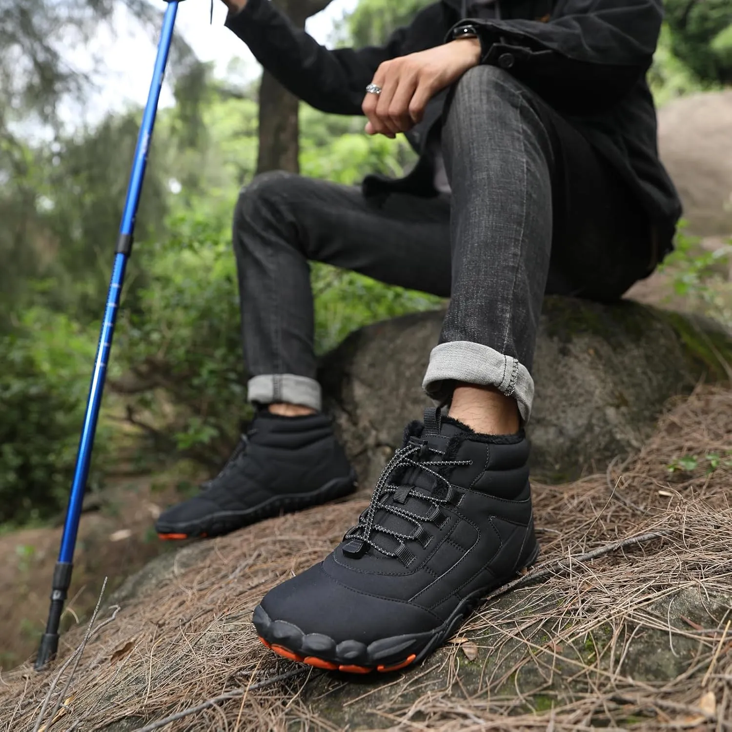 Women Barefoot Shoes Mens Minimalist Wide Toe Box Trail Runner Padded Warm Casual Hiking Cotton Shoes
