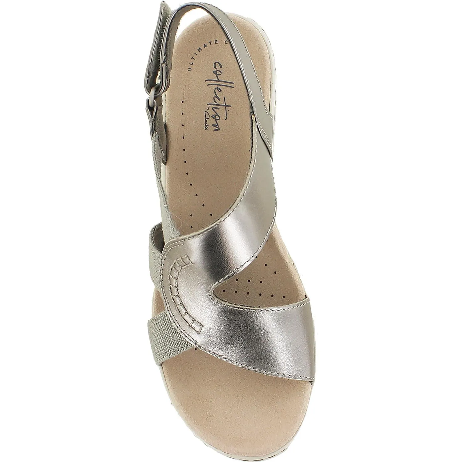 Women's Clarks Leisa Joy Pewter Metallic Leather