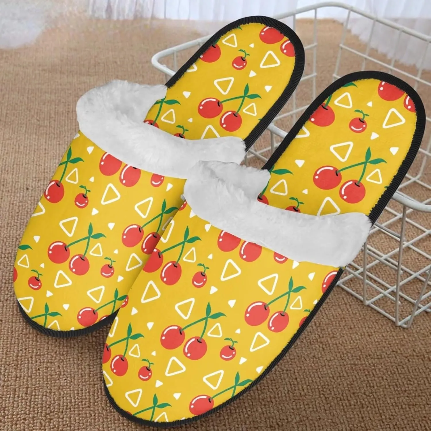 Womens Fuzzy Memory Foam Slippers, Cozy Plush Home Slippers Warm Memory Foam Shoes Home Bedroom Shoes Slippers for Women Men