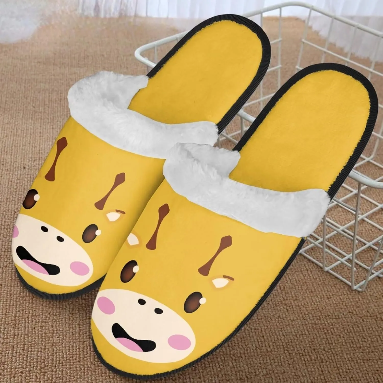 Womens Fuzzy Memory Foam Slippers, Cozy Plush Home Slippers Warm Memory Foam Shoes Home Bedroom Shoes Slippers for Women Men