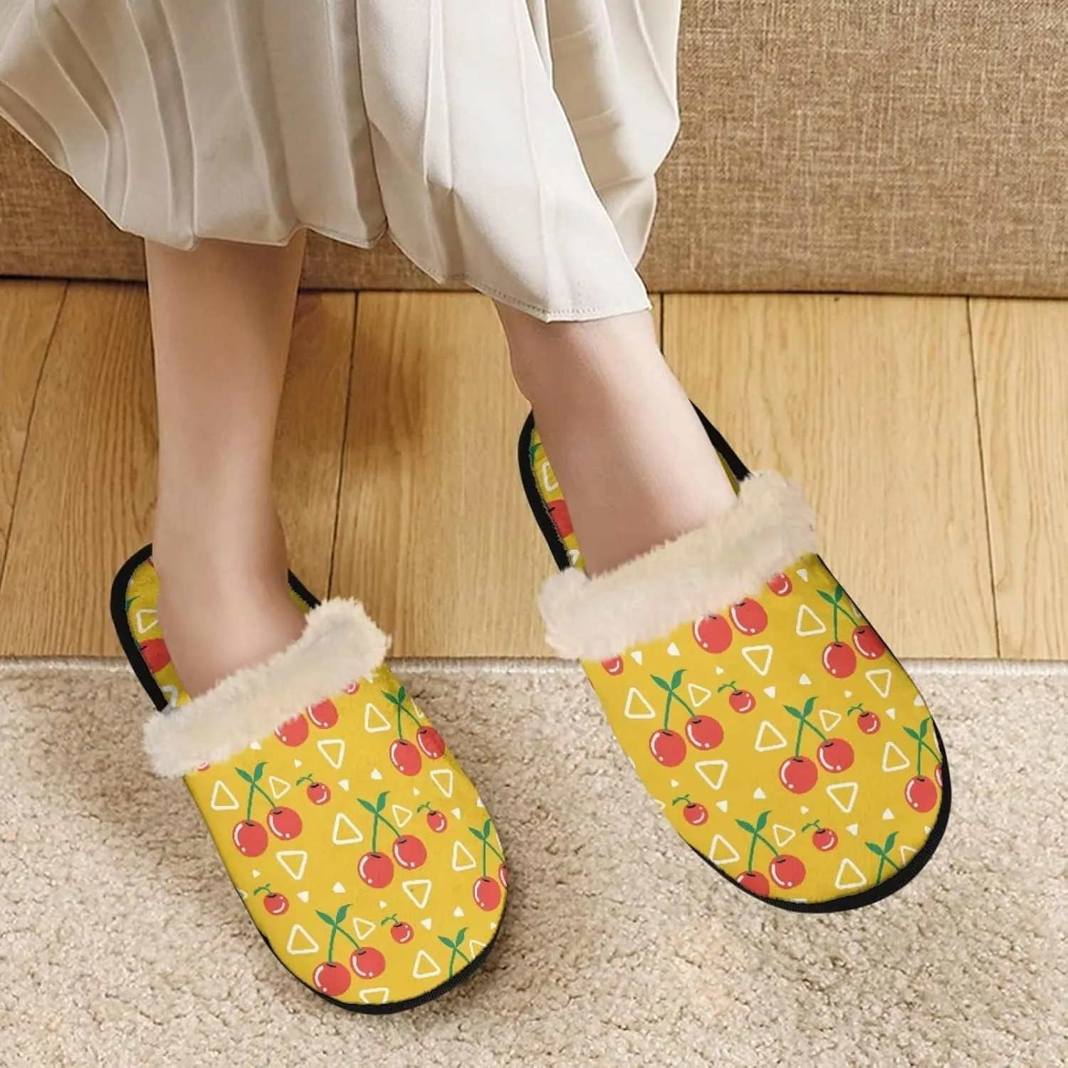 Womens Fuzzy Memory Foam Slippers, Cozy Plush Home Slippers Warm Memory Foam Shoes Home Bedroom Shoes Slippers for Women Men
