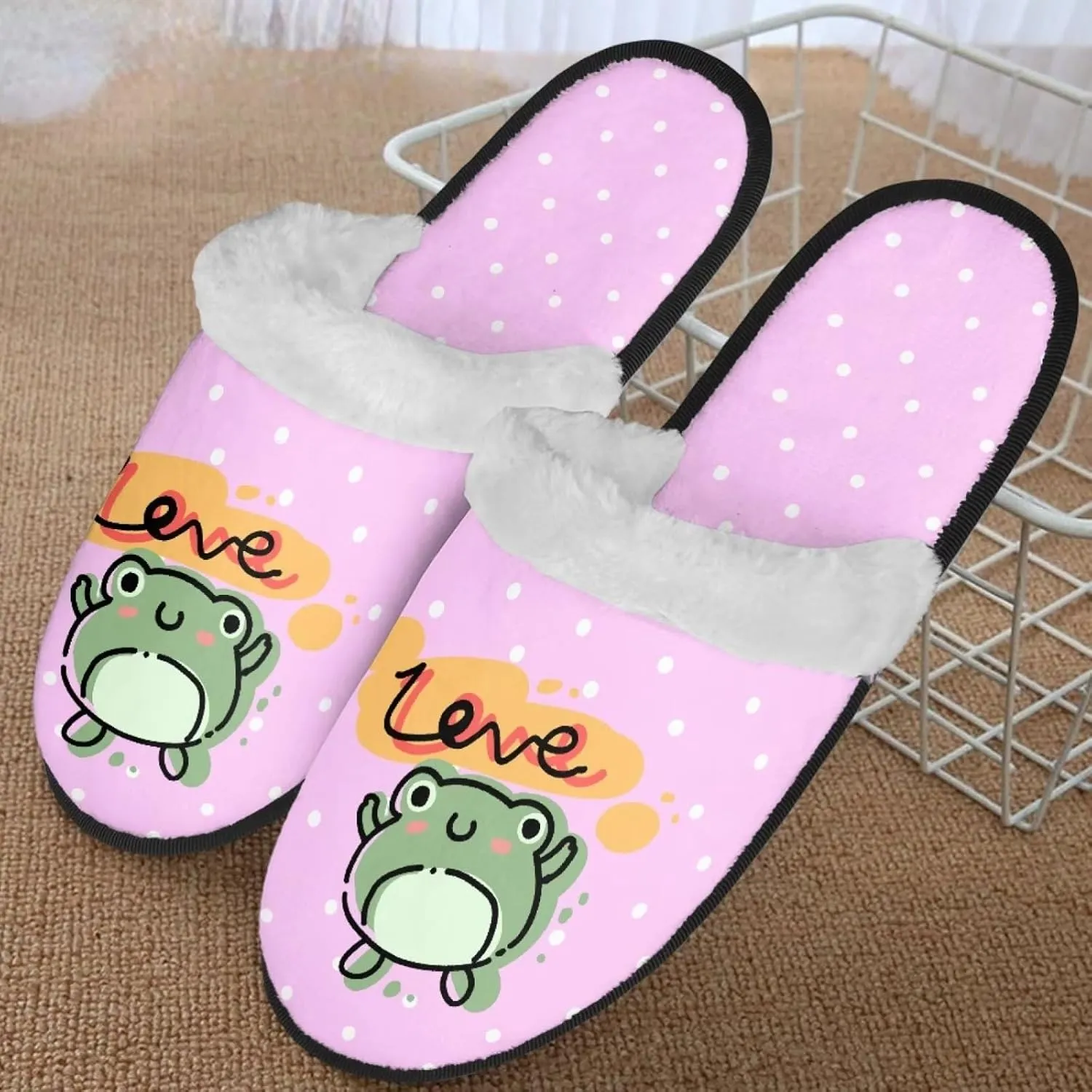 Womens Fuzzy Memory Foam Slippers, Cozy Plush Home Slippers Warm Memory Foam Shoes Home Bedroom Shoes Slippers for Women Men