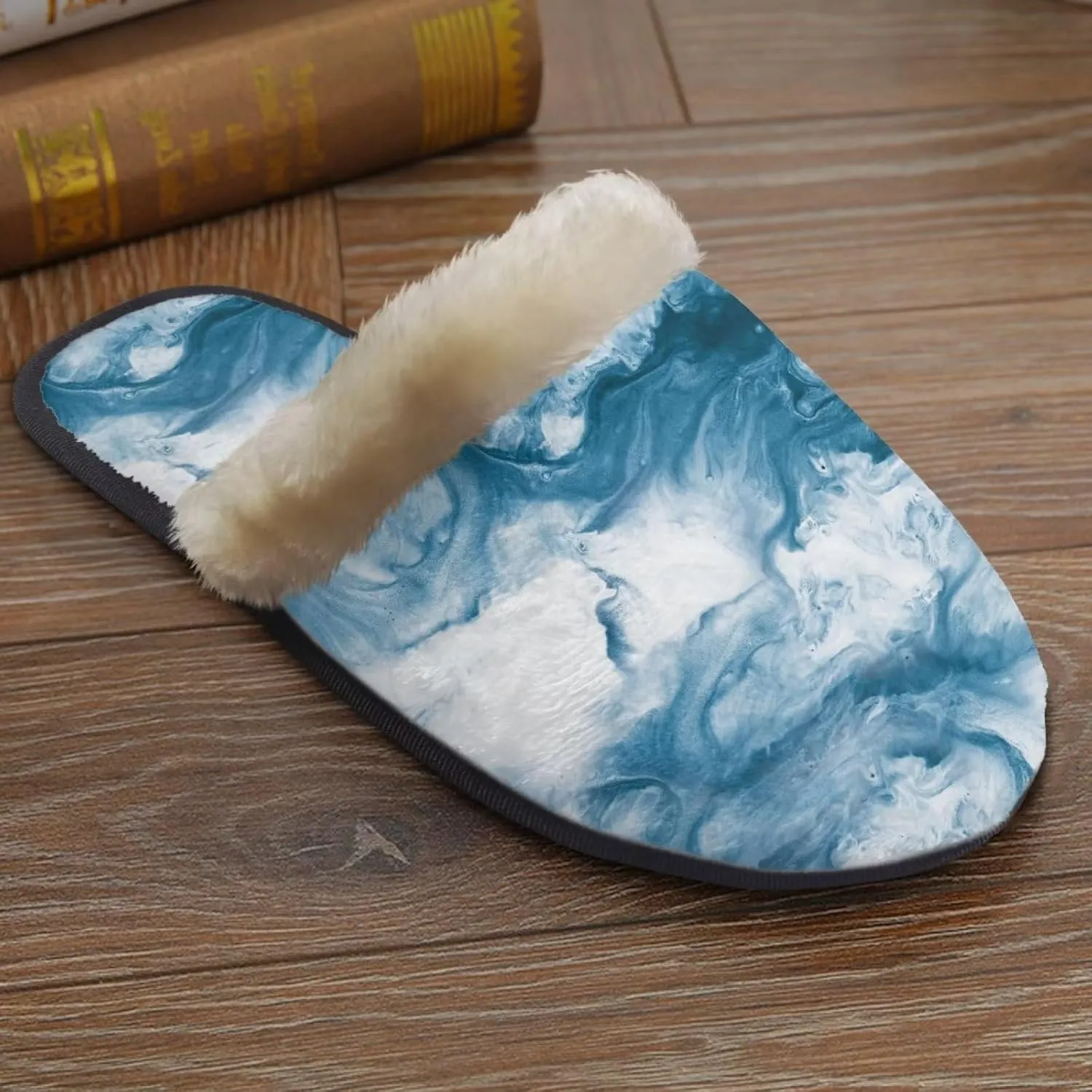 Womens Fuzzy Memory Foam Slippers, Cozy Plush Home Slippers Warm Memory Foam Shoes Home Bedroom Shoes Slippers for Women Men