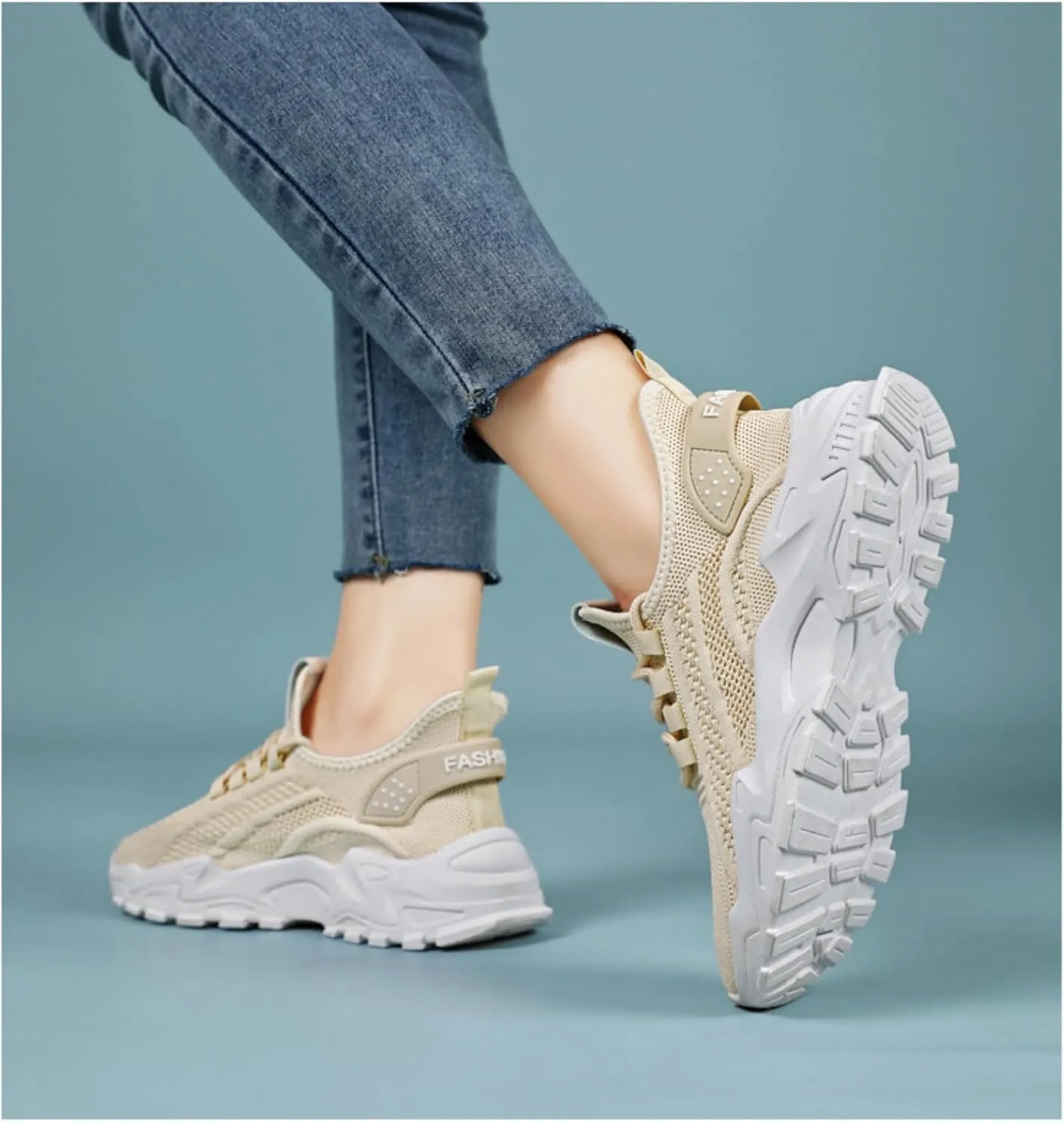 Womens Running Shoes Platform Chunky Fashion Sneakers Lightweight Breathable Mesh Shoes Casual Soft Sole Workout Sports Shoe Comfortable Gym Running Sneaker