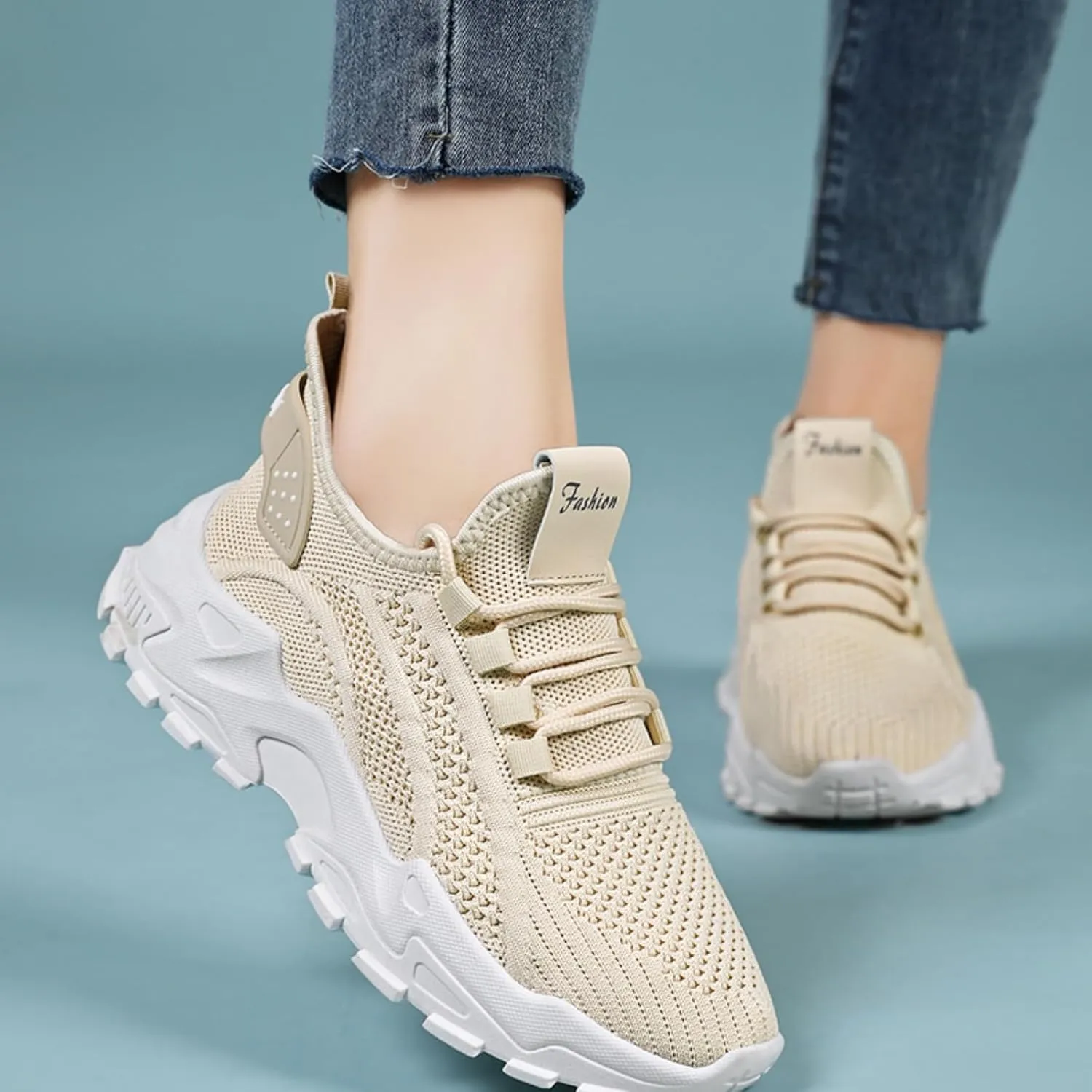 Womens Running Shoes Platform Chunky Fashion Sneakers Lightweight Breathable Mesh Shoes Casual Soft Sole Workout Sports Shoe Comfortable Gym Running Sneaker