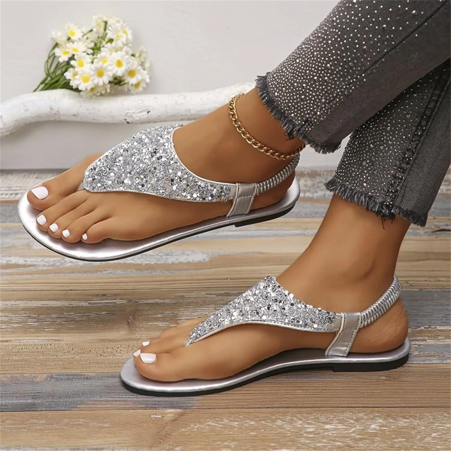 Womens Sandals Shoes Walking Sandal Non Slip Casual Summer Beach Shoes Dress Women's Fashion Flip Flop