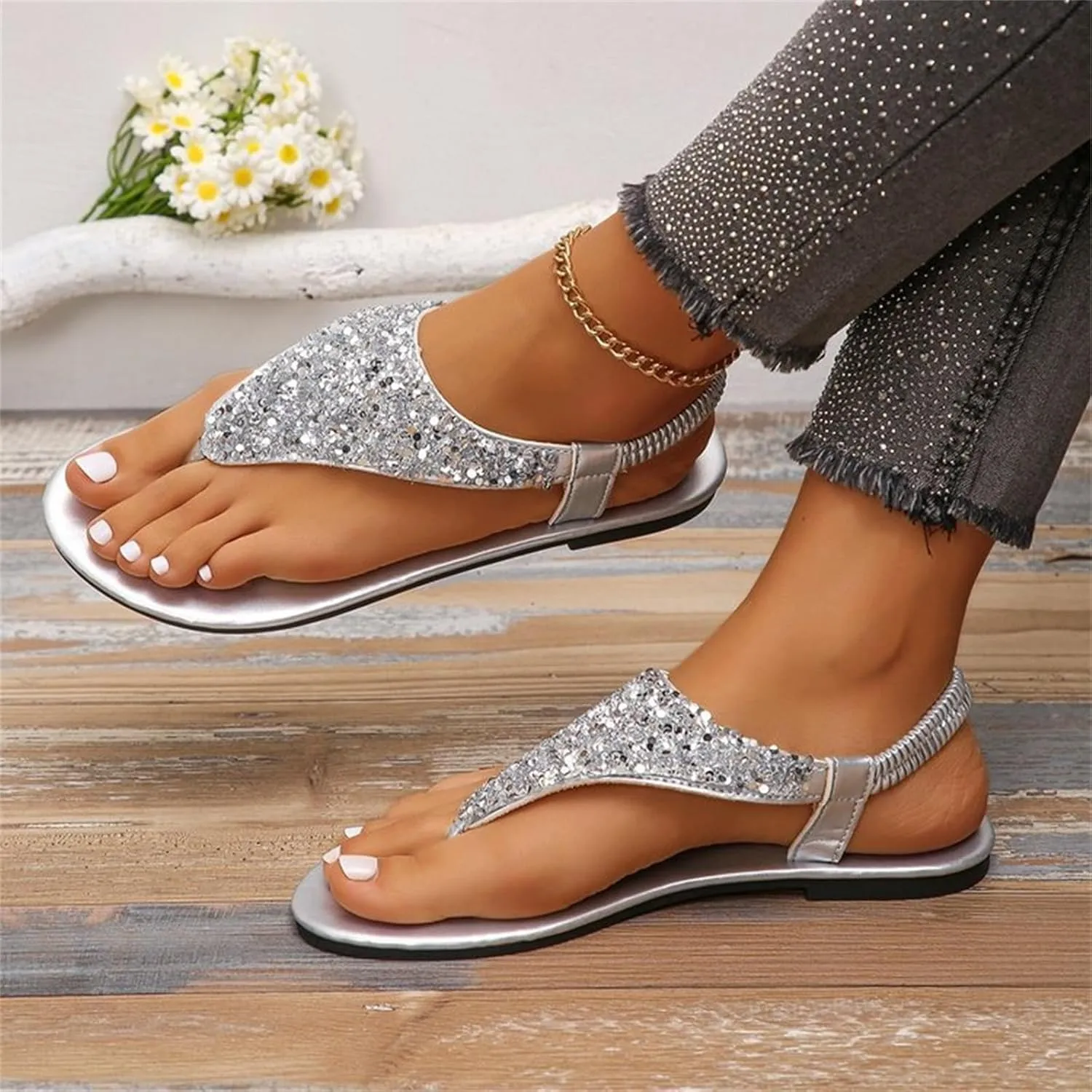 Womens Sandals Shoes Walking Sandal Non Slip Casual Summer Beach Shoes Dress Women's Fashion Flip Flop