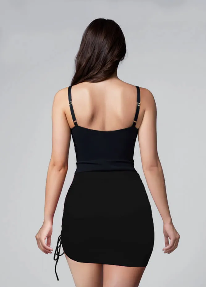 Womens Side Drawstring Ruched Stretchy Short Skirt